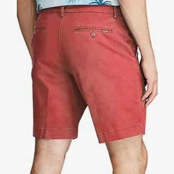 Chaps Ralph Lauren Flat Front 9" Chino Shorts Men Size: 36 Color: Red Cotton NWT - Picture 8 of 14